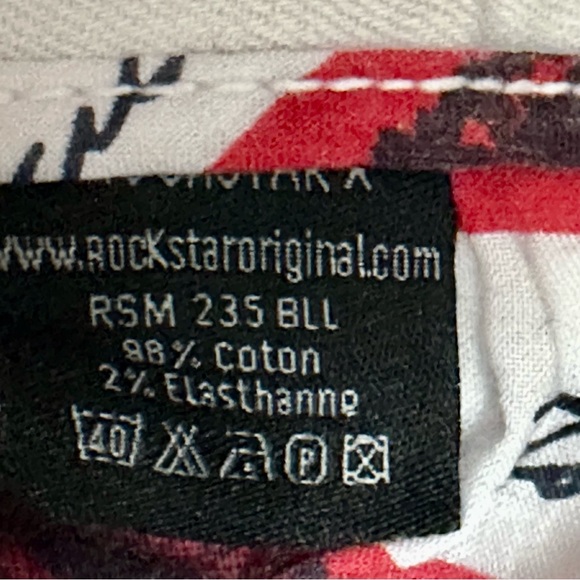 Rockstar Mens Sz 42 White Paint Splatter Denim Jeans Streetwear Distressed Urban - Picture 12 of 13